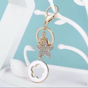 Flower Keychain and Bag Charm, Various colors blue, pink, maroon, black, white